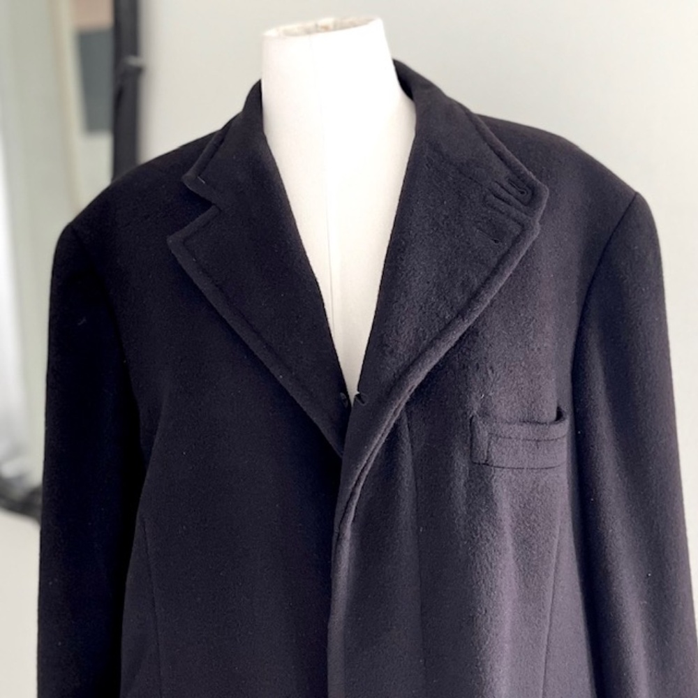 Hermes Mens Vintage Cashmere Black Coat Size 50 - Picture 5 of 10